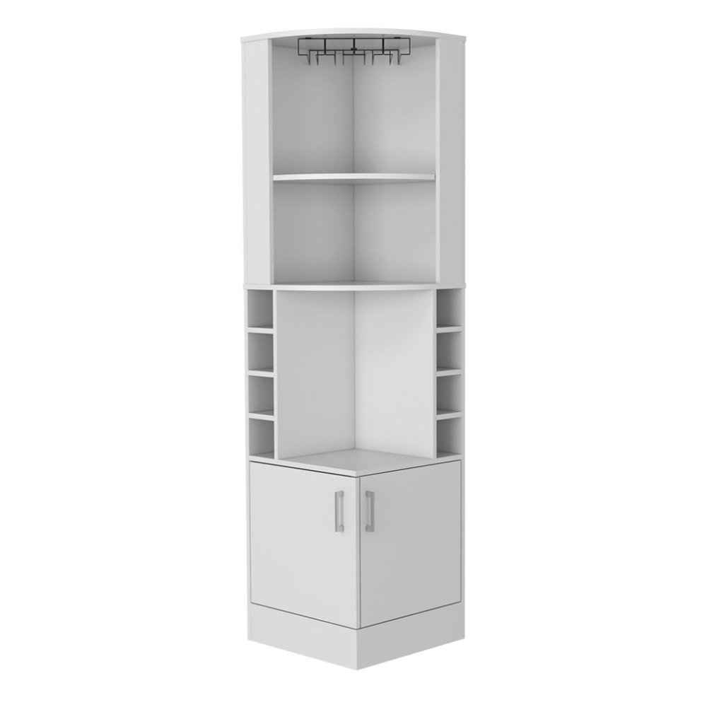 Bar Cabinet Papprika, 8 Wine Cubbies, Double Door, White Finish