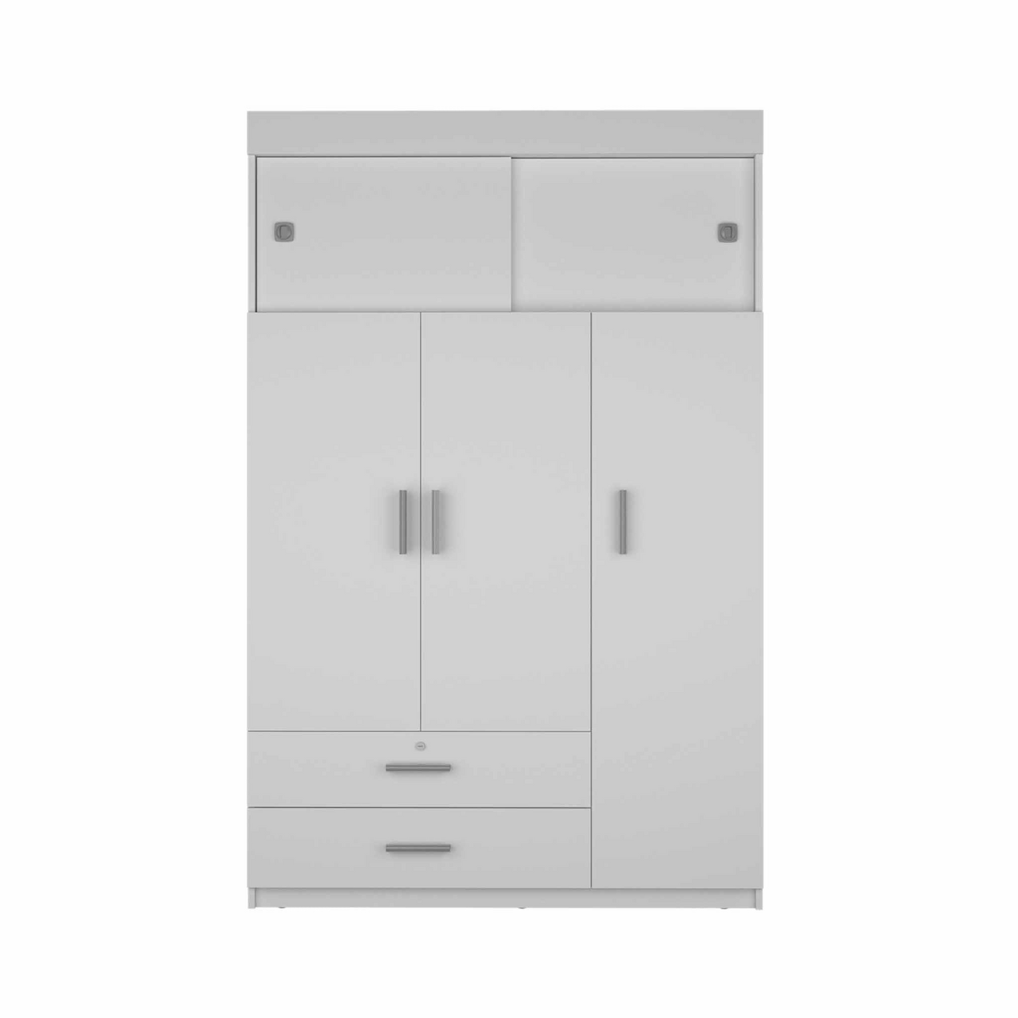 Armoire Chaplin, Rod, Three Door Cabinet, Two Drawers, White Finish