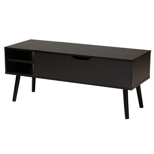 Espresso Brown Finished Wood Coffee Table with Lift-Top Storage Compartment