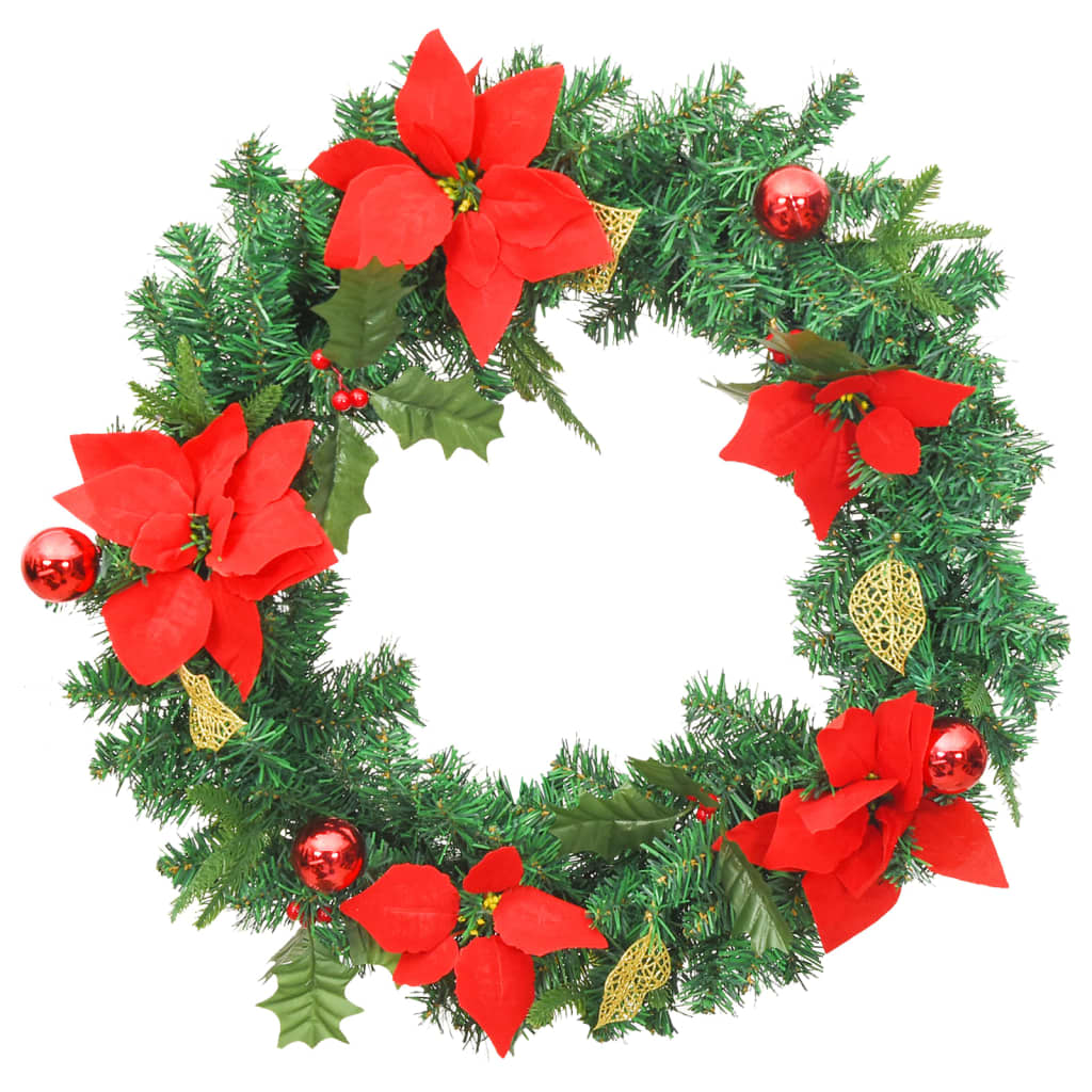 vidaXL Christmas Wreath with LED Lights Green 23.6" PVC