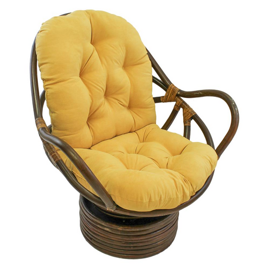 Rattan Swivel Rocker with Micro Suede Cushion