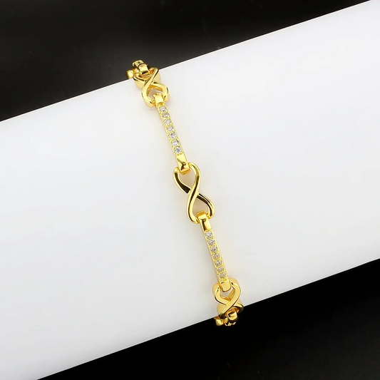 3W1629 - Flash Gold Brass Bracelet with AAA Grade CZ in Clear