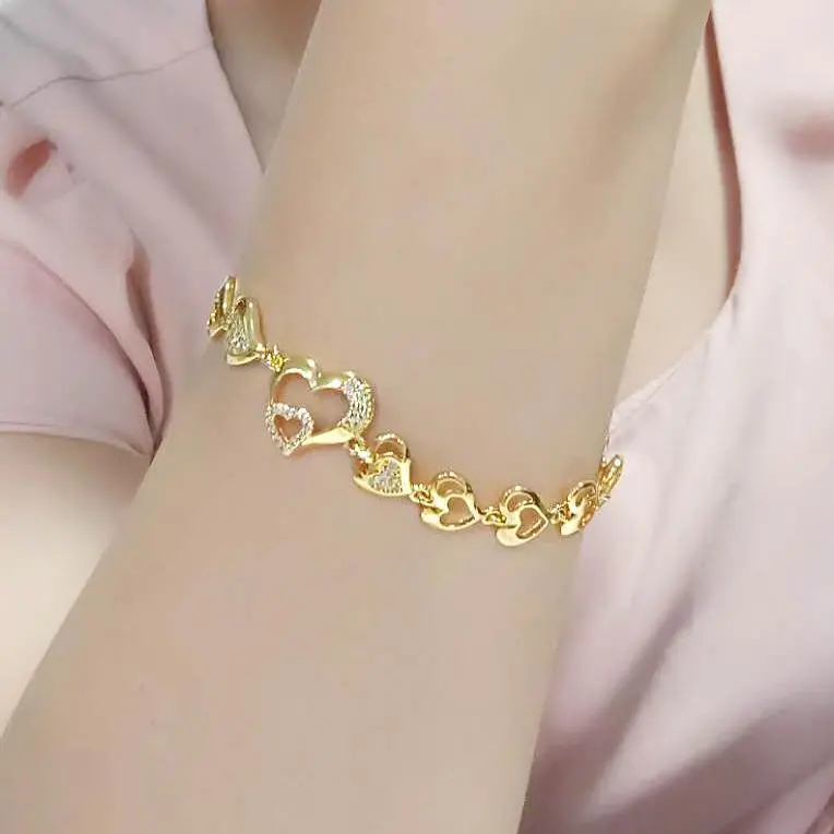 3W1632 - Flash Gold Brass Bracelet with AAA Grade CZ in Clear