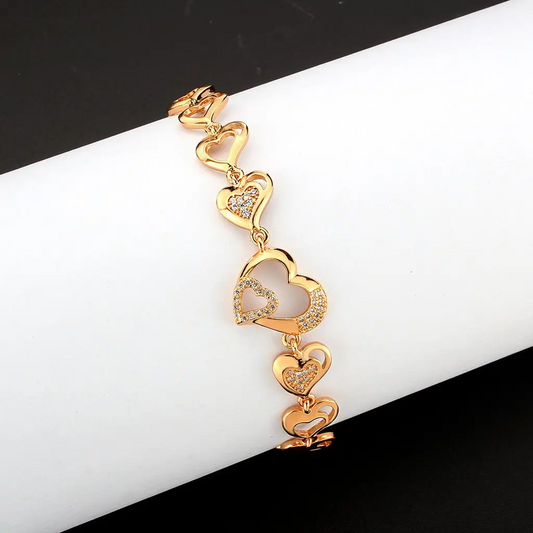 3W1633 - Flash Rose Gold Brass Bracelet with AAA Grade CZ in Clear