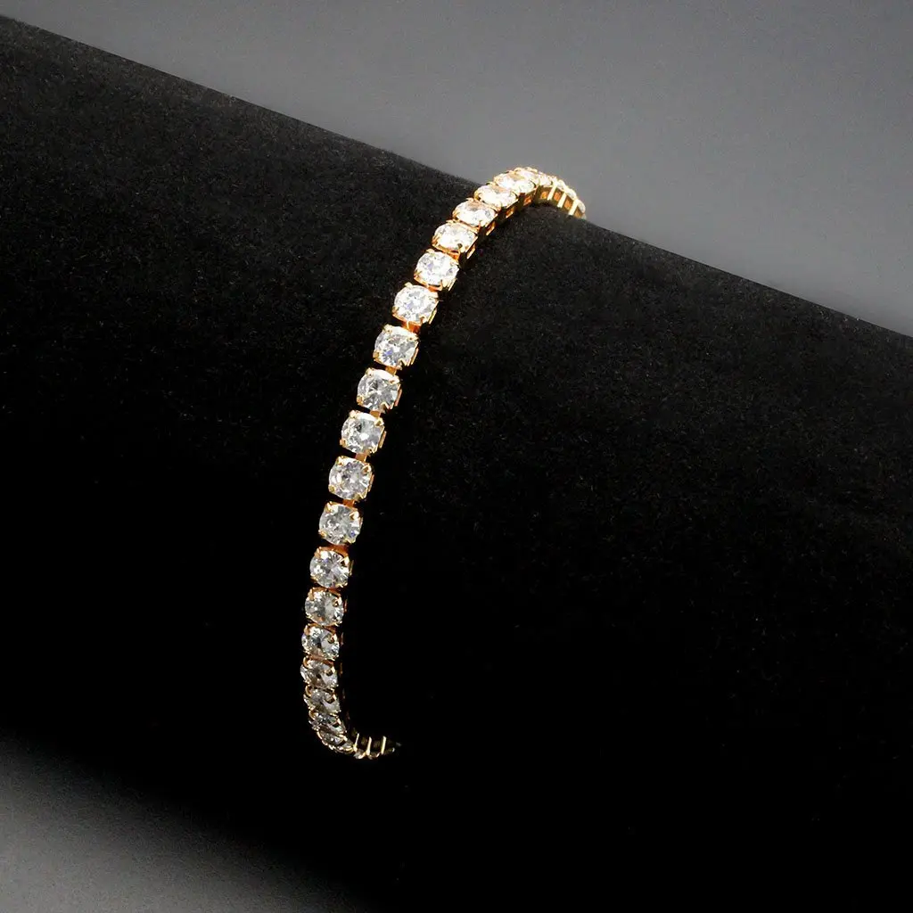 3W1720 - Rose Gold Brass Bracelet with AAA Grade CZ in Clear