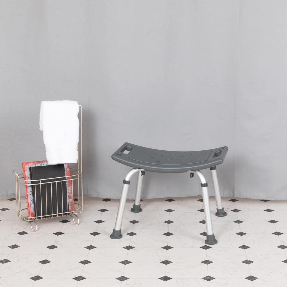 300 Lb. Capacity, Adjustable Gray Bath, Shower Chair with Non-slip Feet