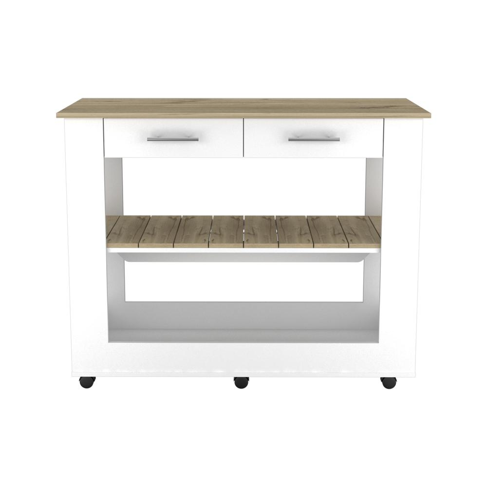 Kitchen Island White-Light Oak