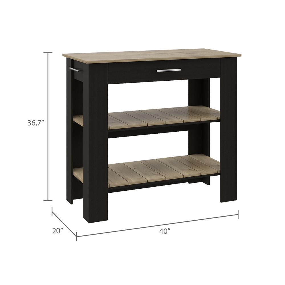 Kitchen Island Black-Light Oak