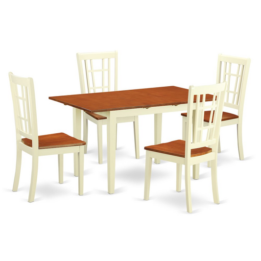 Buttermilk & Cherry Finish 5 Pc Table Set