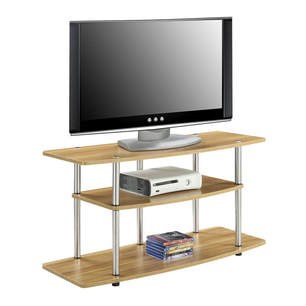 3 Tier Wide TV Stand Light Oak