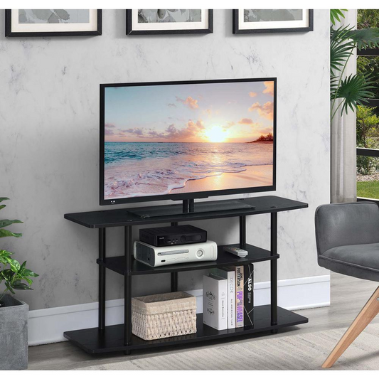 3 Tier Wide TV Stand Black/Black