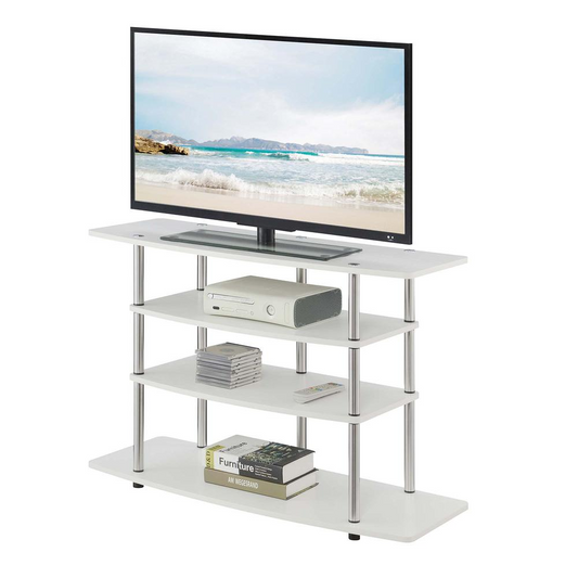 Wide Highboy 4 Tier TV Stand, White