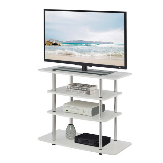 Highboy 4 Tier TV Stand, White