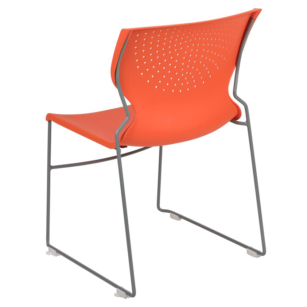 HERCULES Series 661 lb. Capacity Orange Full Back Stack Chair with Gray Powder Coated Frame