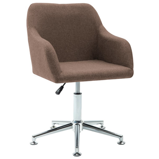 Swivel Office Chair Brown Fabric