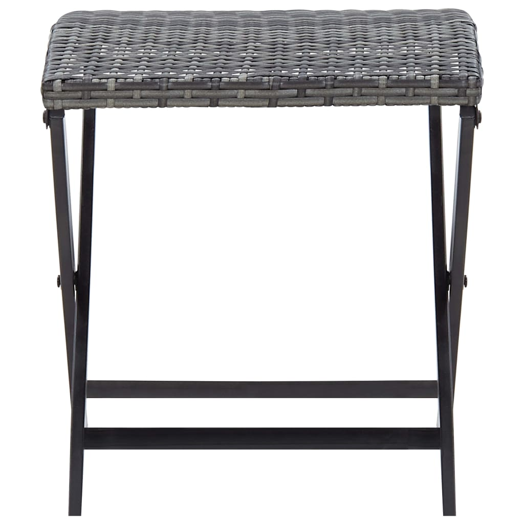 vidaXL Folding Stool Poly Rattan Gray