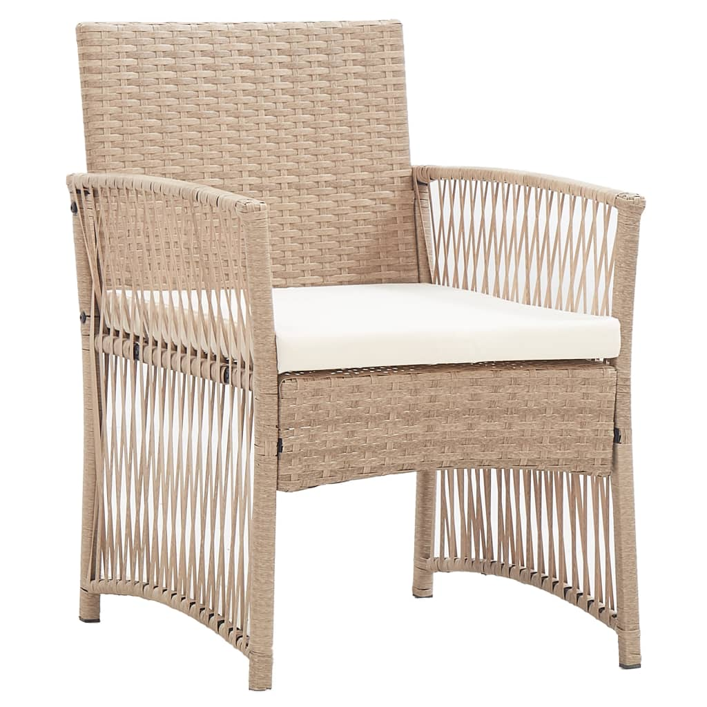 vidaXL 4 Piece Patio Lounge Set with Cushion Poly Rattan Beige