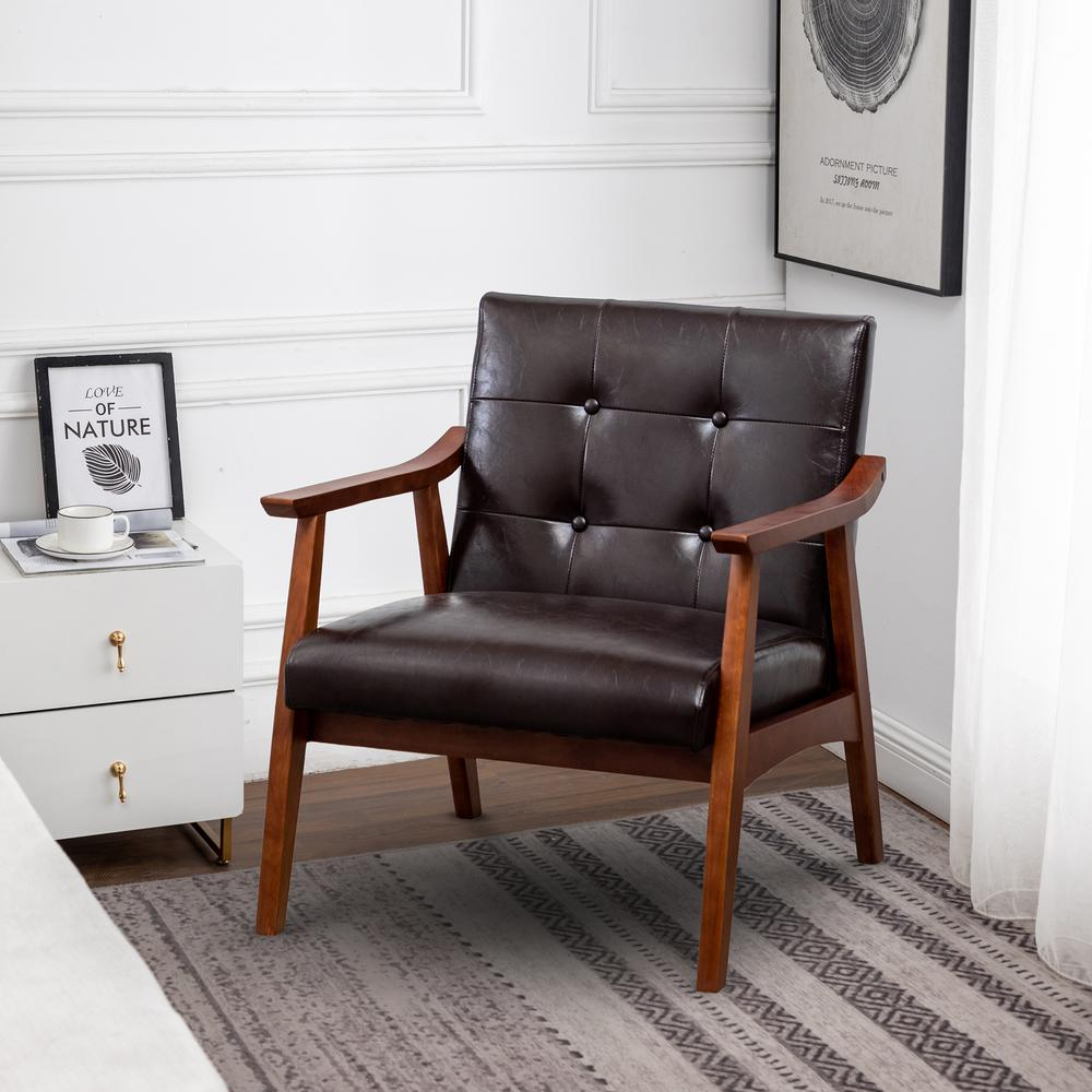 Natalie Accent Chair Espresso Faux Leather/Espresso