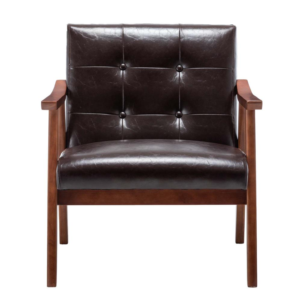 Natalie Accent Chair Espresso Faux Leather/Espresso