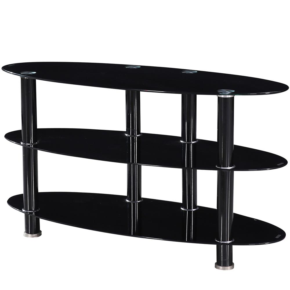 Neo Oval Tempered Glass TV Stand for 40-inch TV in Black