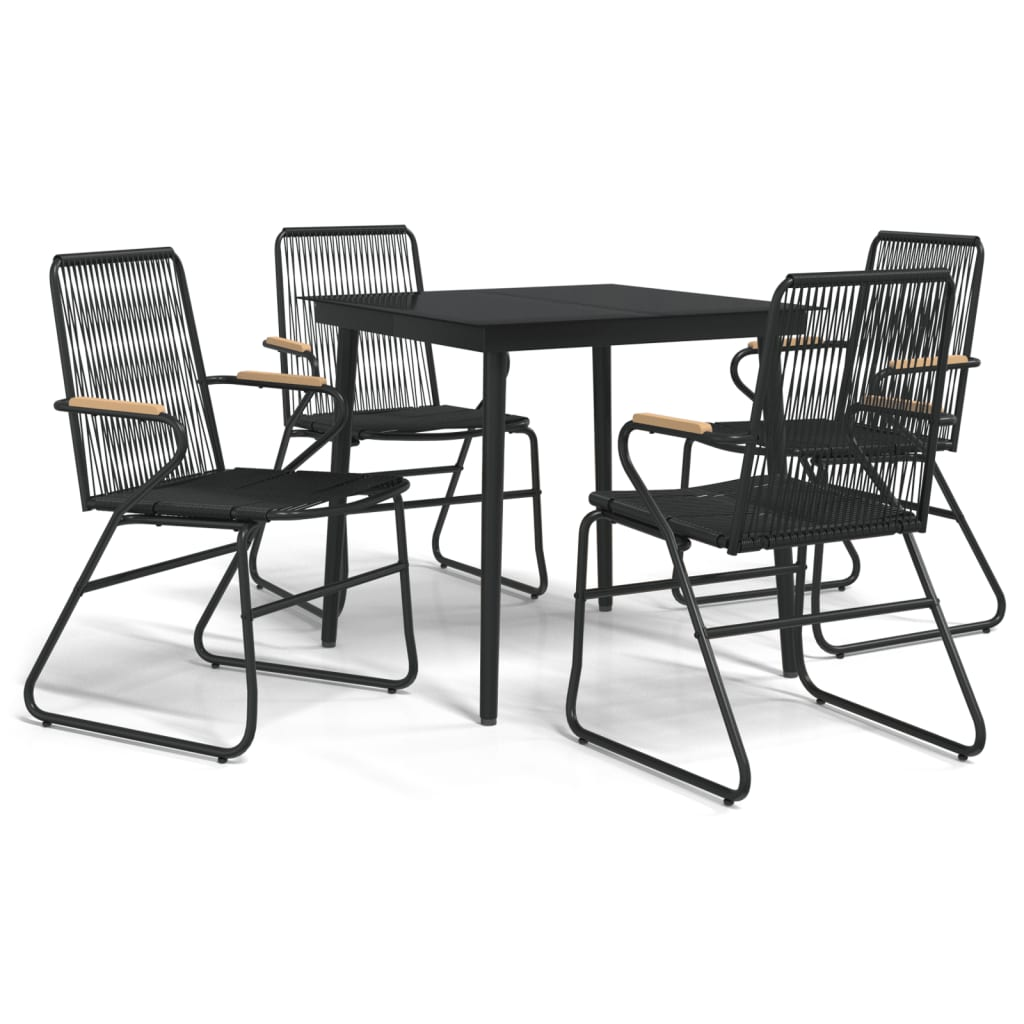 vidaXL 5 Piece Patio Dining Set Black PVC Rattan