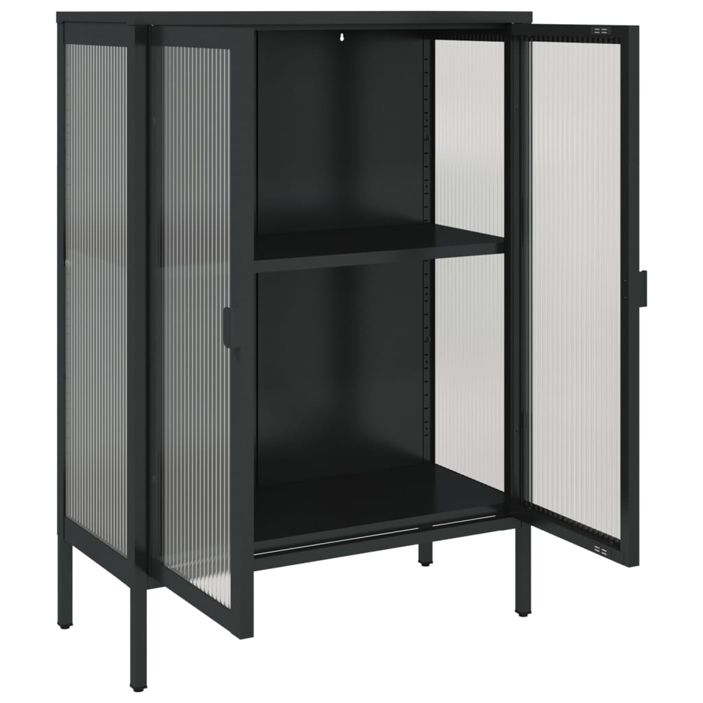 vidaXL Sideboard Black 29.5"x13.8"x41.3" Glass and Steel