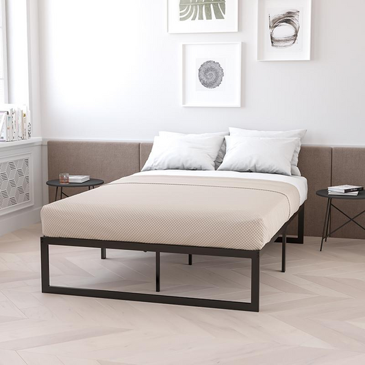 14 in Metal Platform Bed Frame with 12 in Mattress - Twin