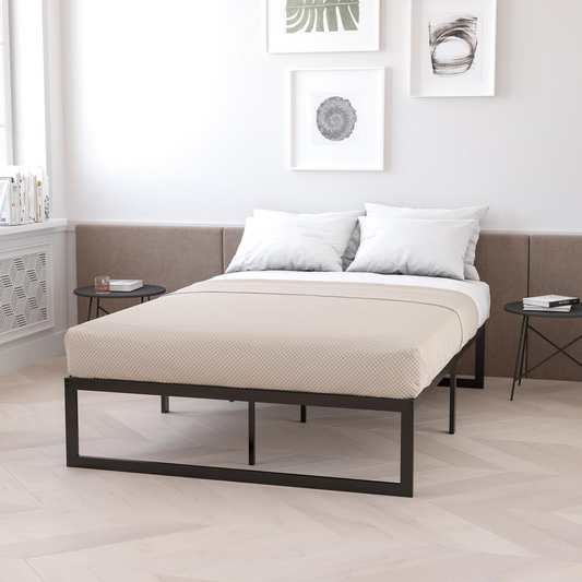 14 in Metal Platform Bed Frame with 12 in Mattress - Full