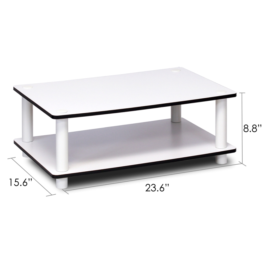 11172 Just 2-Tier No Tools Coffee Table, White w/White Tube