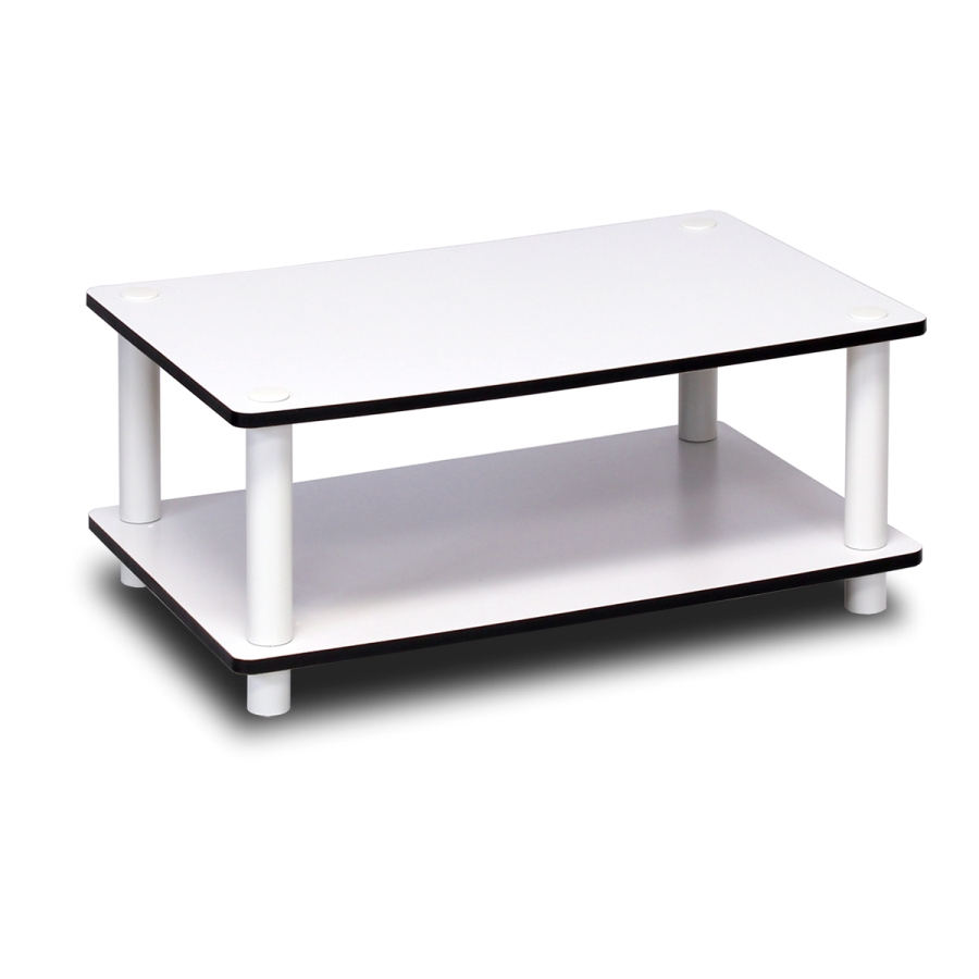 11172 Just 2-Tier No Tools Coffee Table, White w/White Tube