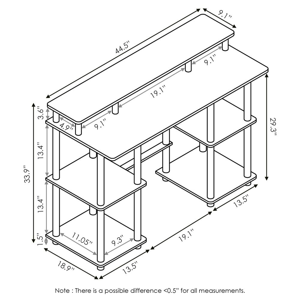 Computer Desk with Top Shelf, Espresso/Black