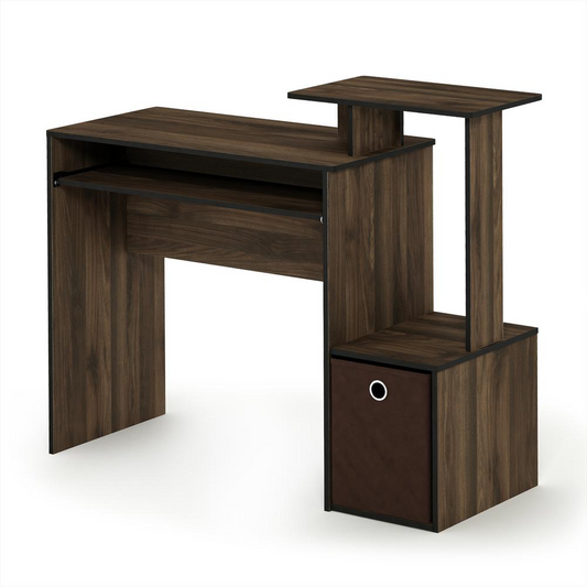 Computer Writing Desk w/Bin, Columbia Walnut/Dark Brown