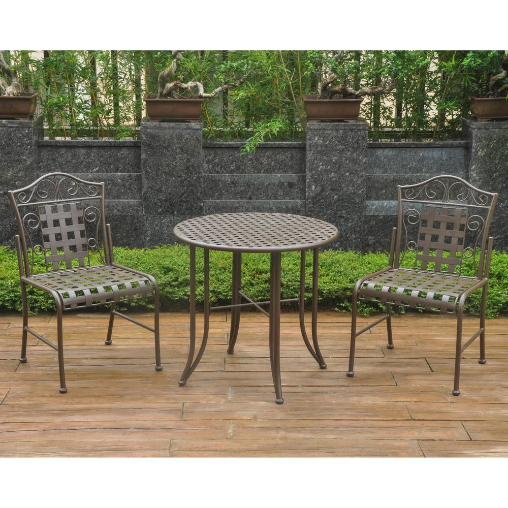 Set of Three Mandalay Iron Bistro Set