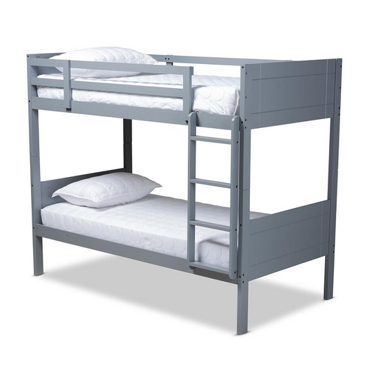 Elsie Modern and Contemporary Grey Finished Wood Twin Size Bunk Bed