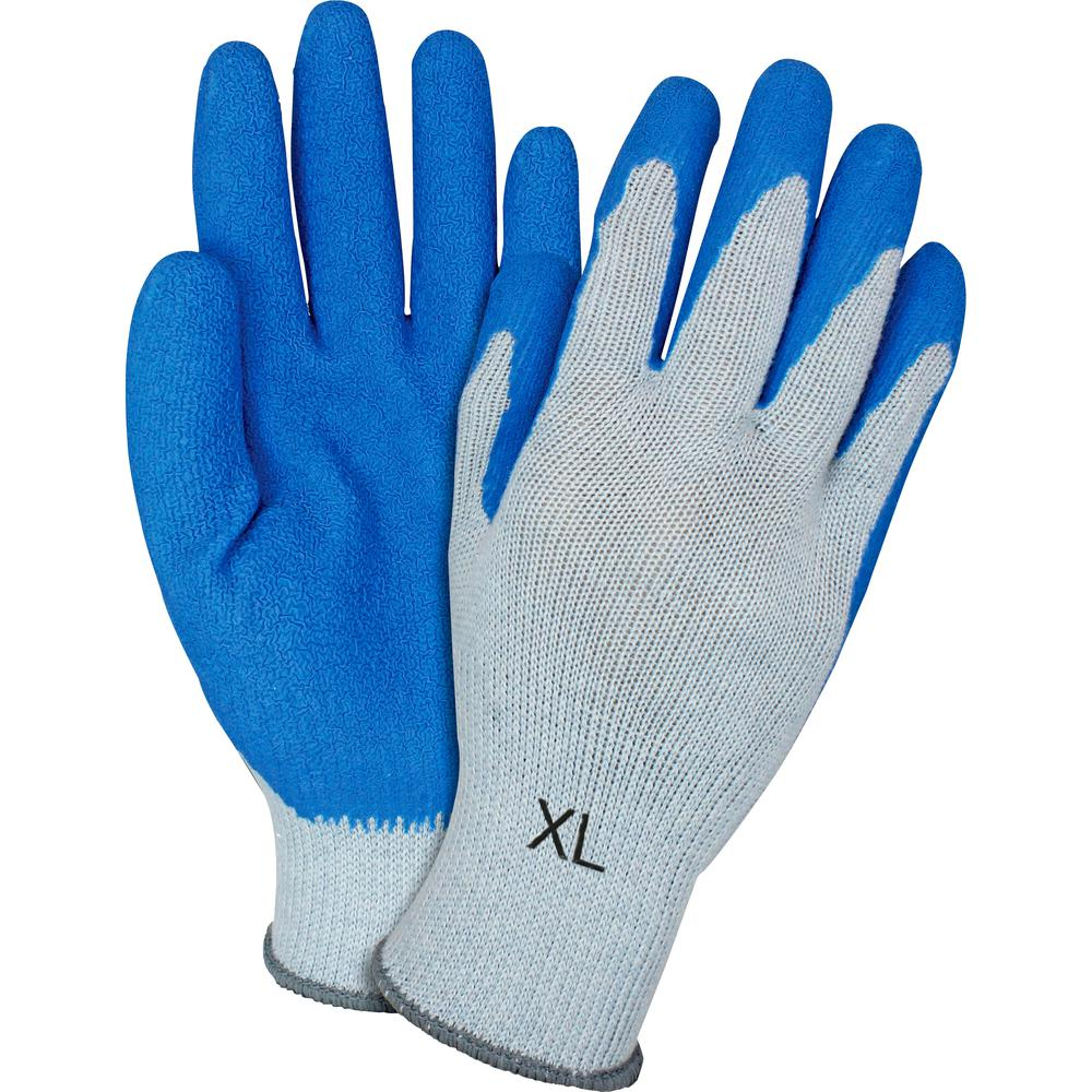 Safety Zone Blue/Gray Coated Knit Gloves - Latex Coating - X-Large Size - Blue, Gray - Crinkle Grip, Knitted - For Industrial - 6 / Carton