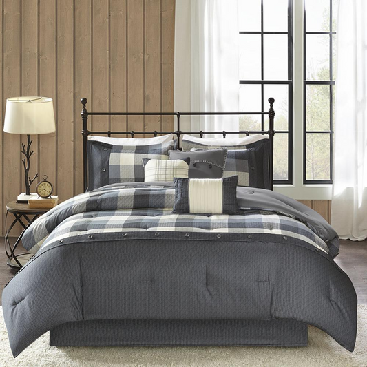 7 Piece Herringbone Comforter Set