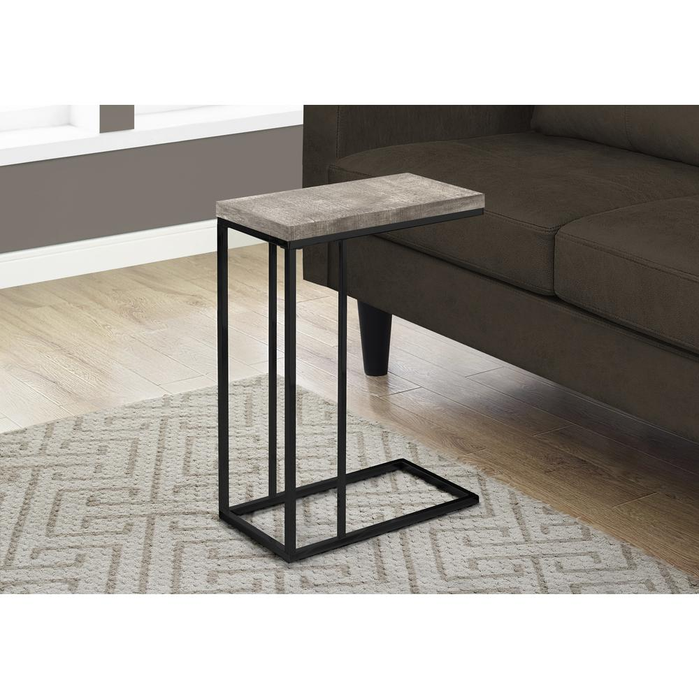 ACCENT TABLE - TAUPE RECLAIMED WOOD-LOOK / BLACK METAL