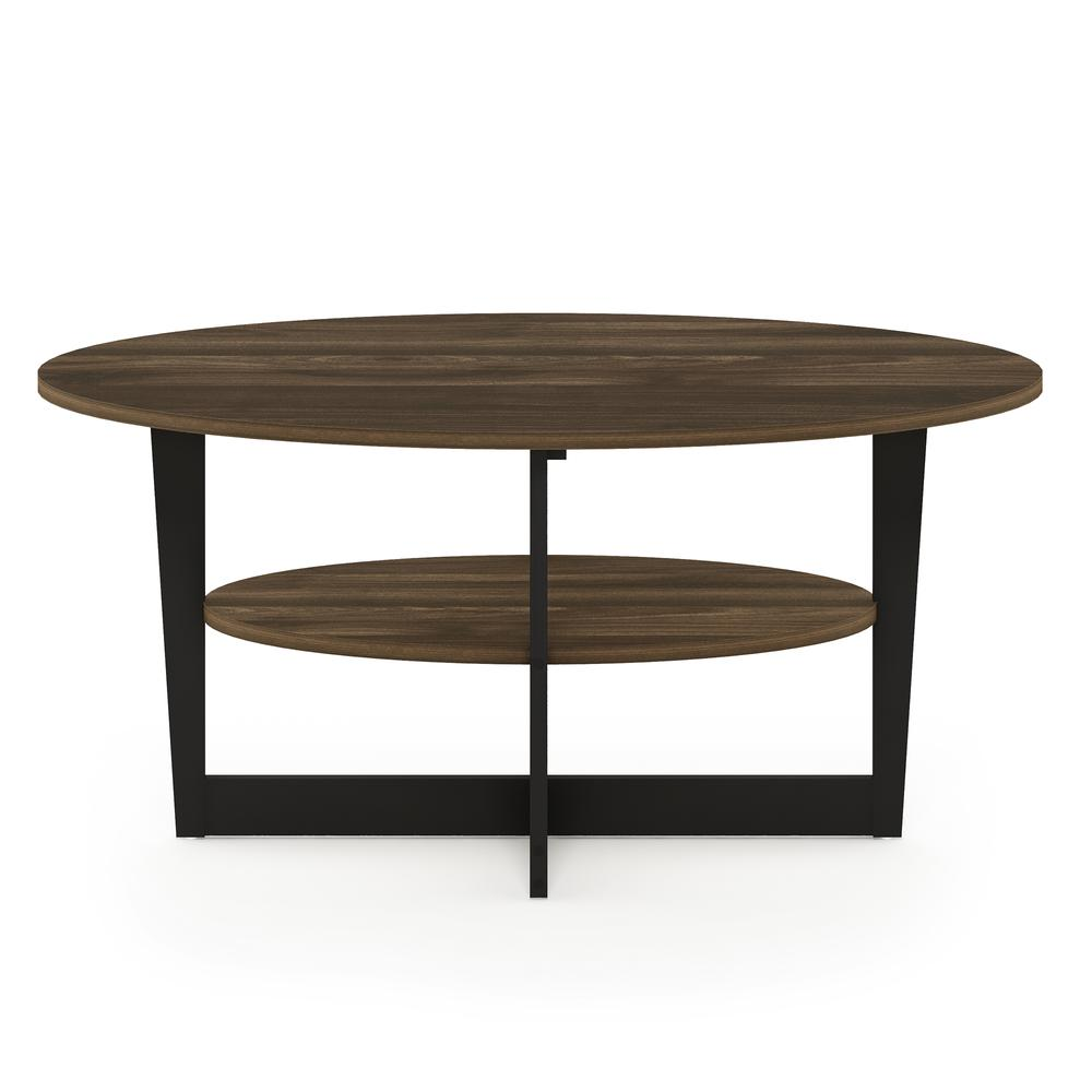 Furinno JAYA Oval Coffee Table, Columbia Walnut/Black