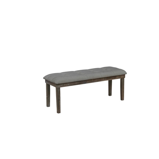 Classic Upholstered Dining Bench Tufted in Linen Fabric, Dark Grey