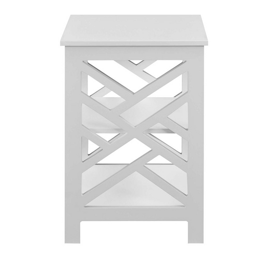 Titan End Table with Shelves, White