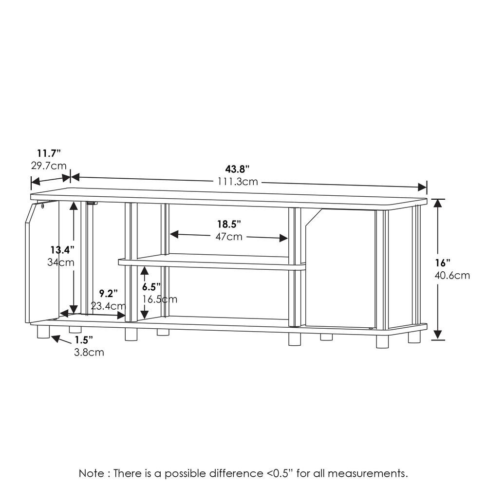 Furinno Simplistic TV Stand with Shelves and Storage, French Oak/Black