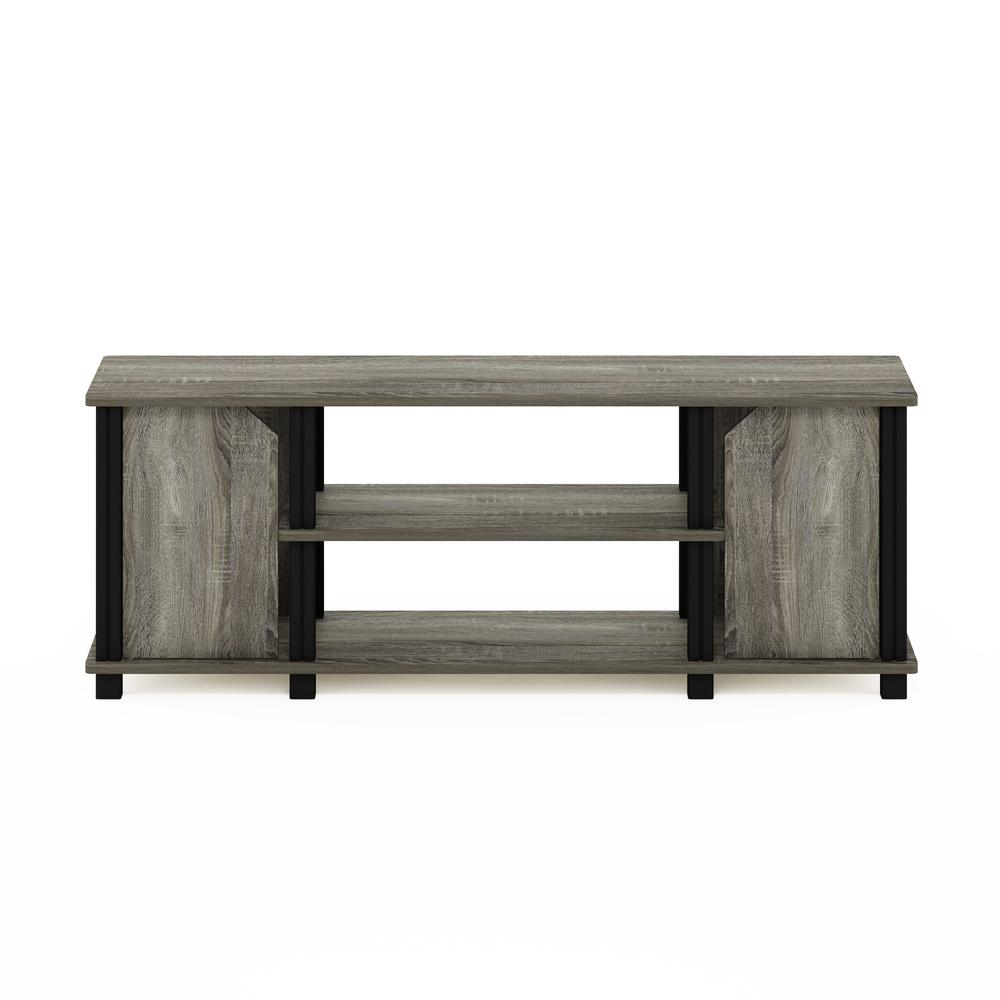 Furinno Simplistic TV Stand with Shelves and Storage, French Oak/Black