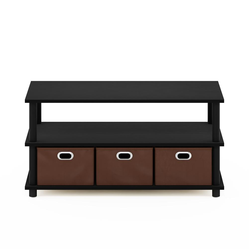 Furinno Frans Turn-N-Tube Coffee Table with Bin Drawers, Black Oak/Black/Brown