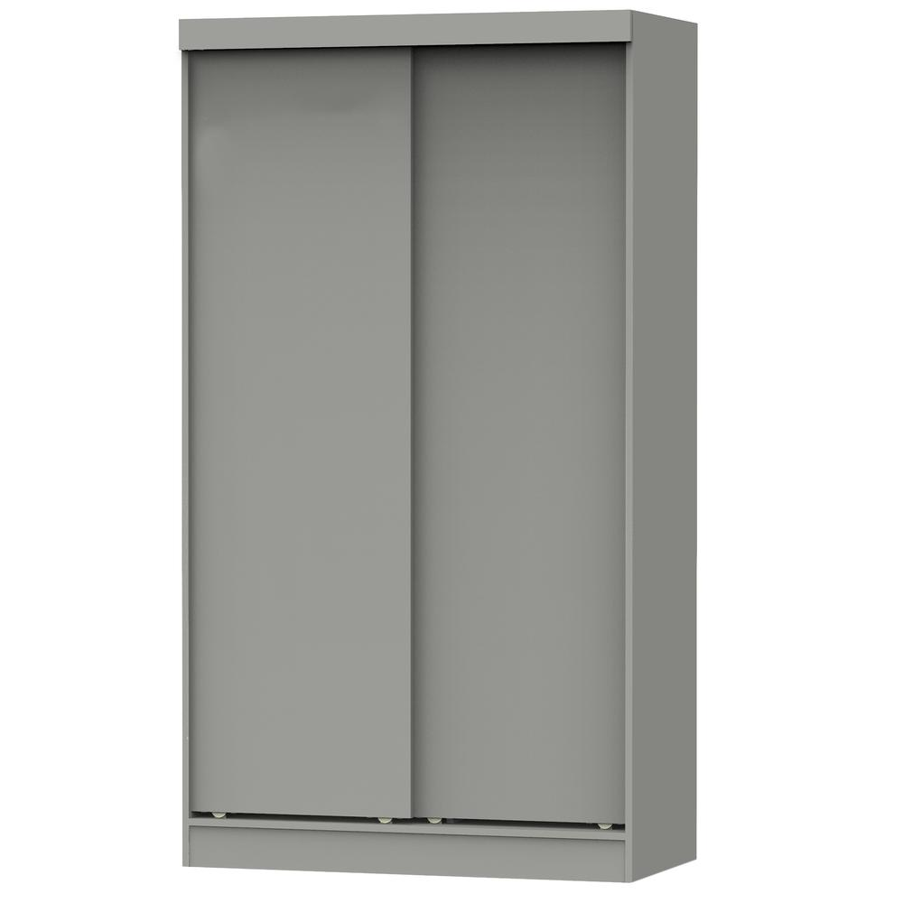 Better Home Products Modern Wood Double Sliding Door Wardrobe in Light Gray