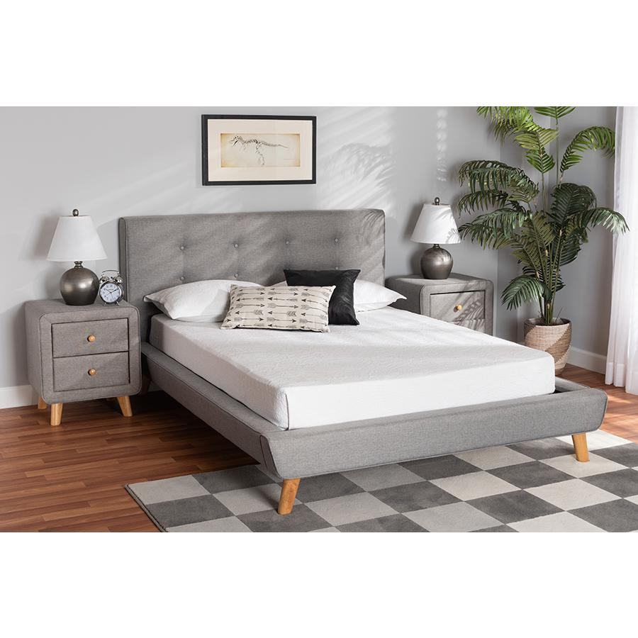 Transitional Grey Fabric Upholstered Full Size 3-Piece Bedroom Set