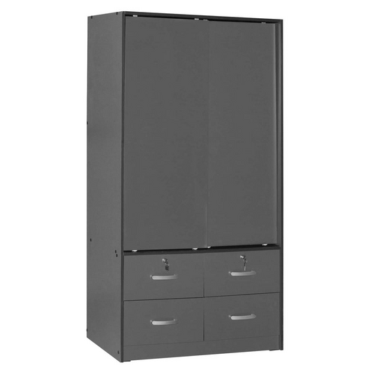 Sarah Modern Wood Double Sliding Door Armoire in Dark Gray