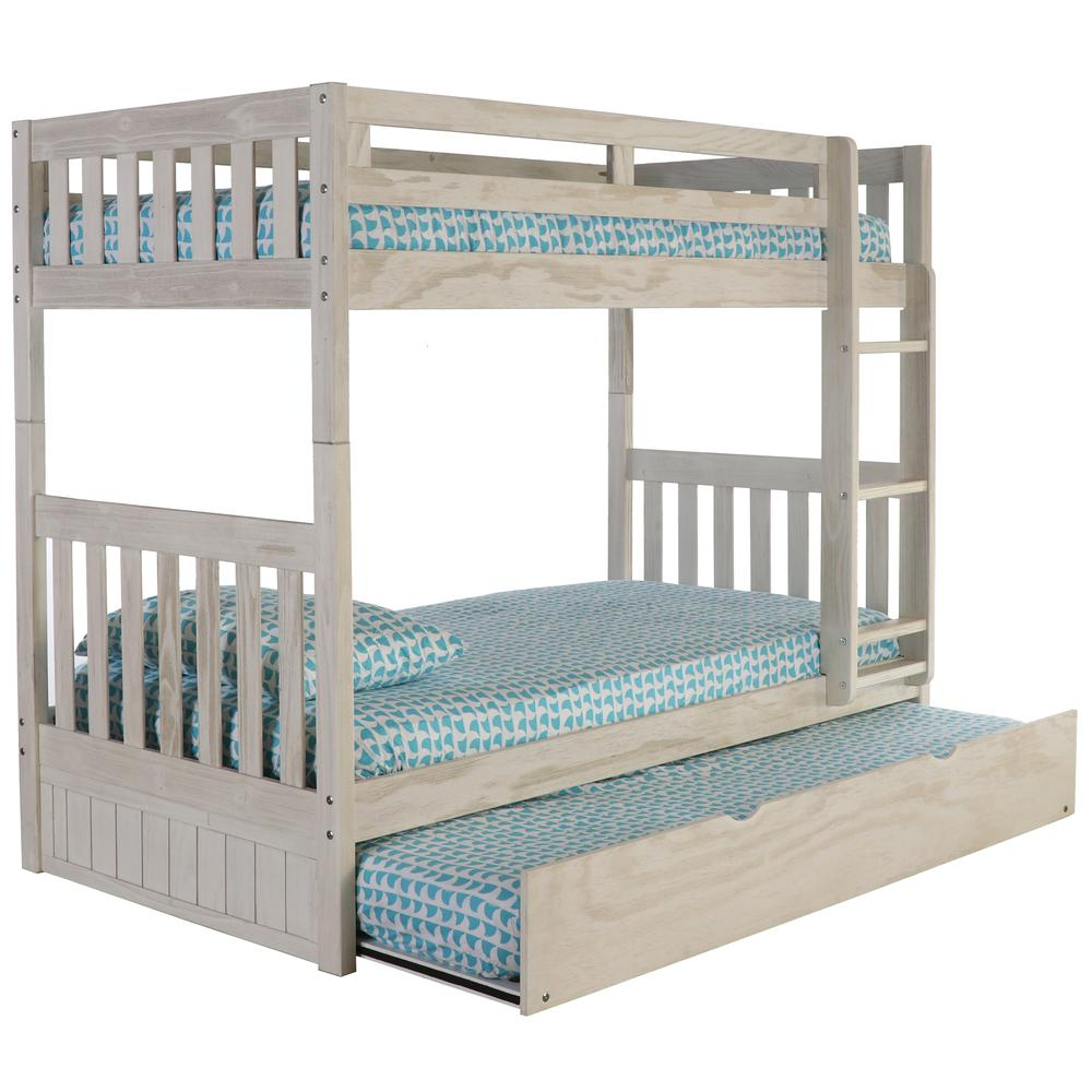 Solid Pine Twin/Twin Bunk Bed with Twin Trundle