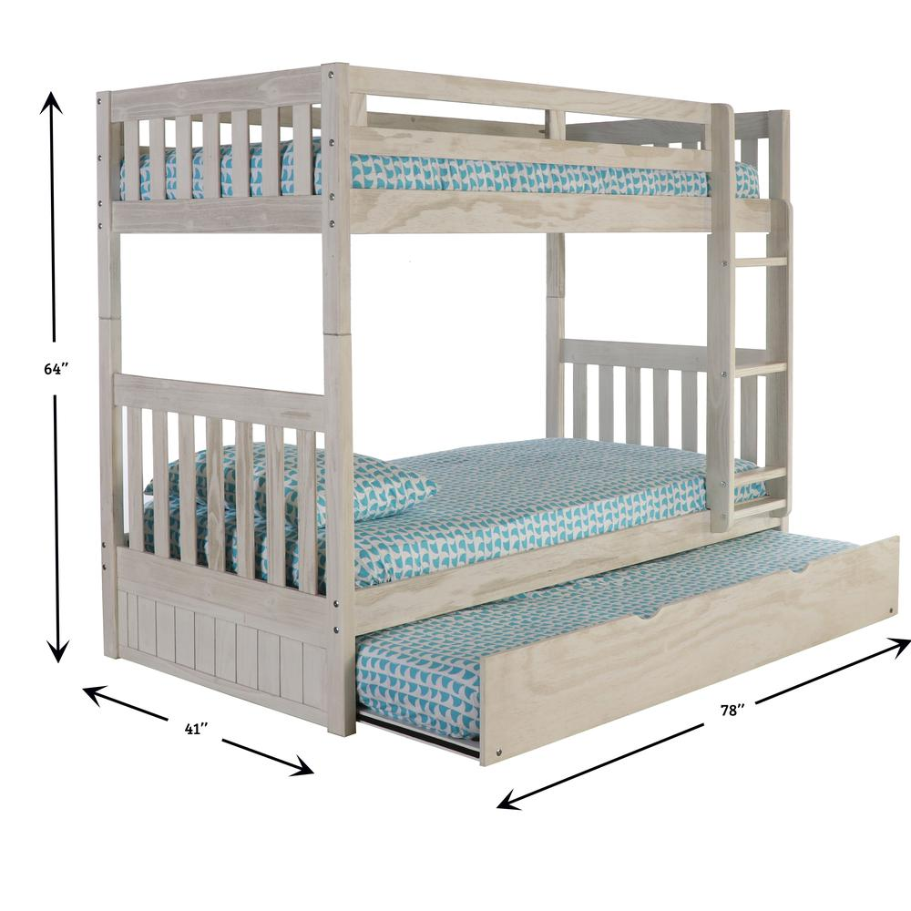 Solid Pine Twin/Twin Bunk Bed with Twin Trundle