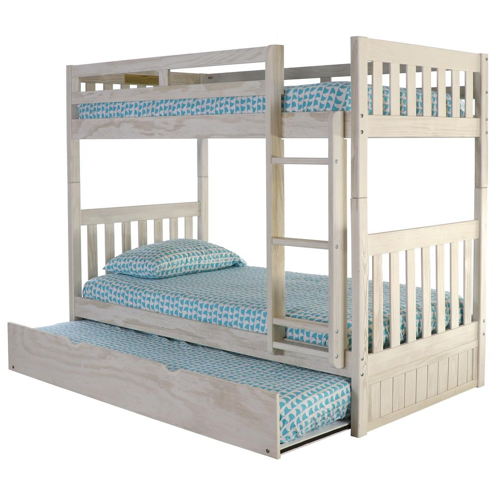 Solid Pine Twin/Twin Bunk Bed with Twin Trundle