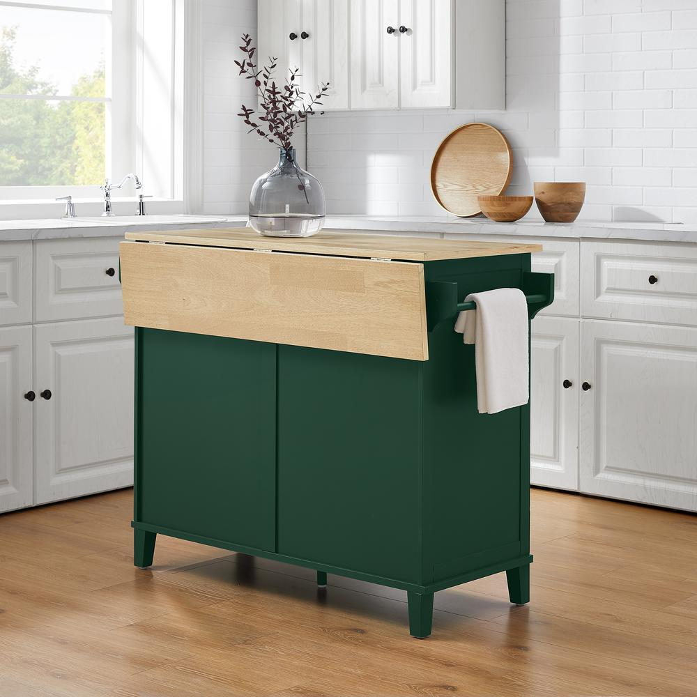 Cora Drop Leaf Kitchen Island Emerald/Natural